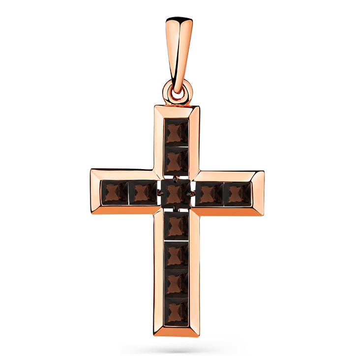 Крест, золото, раухтопаз, 04-1-039-0400-012